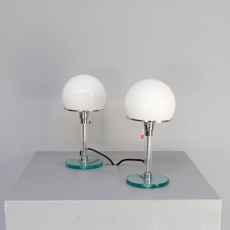 Pair of vintage "Wg 24" table lamps Tecnolumen by Wilhelm Wagenfeld