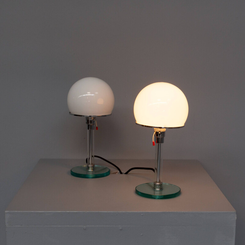 Paar vintage tafellampen "Wg 24" Tecnolumen van Wilhelm Wagenfeld