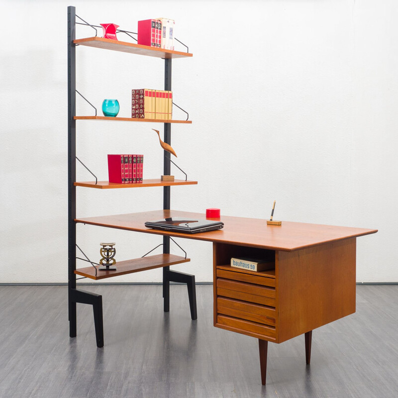 Danish teak shelves and desk-system by Poul Cadovius for Royal Persienne, 1960s