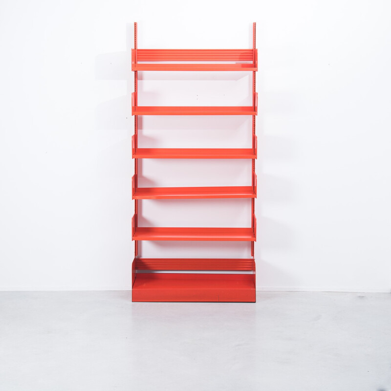 Italian Lips Vago "Congresso" shelving system in red metal - 1960s