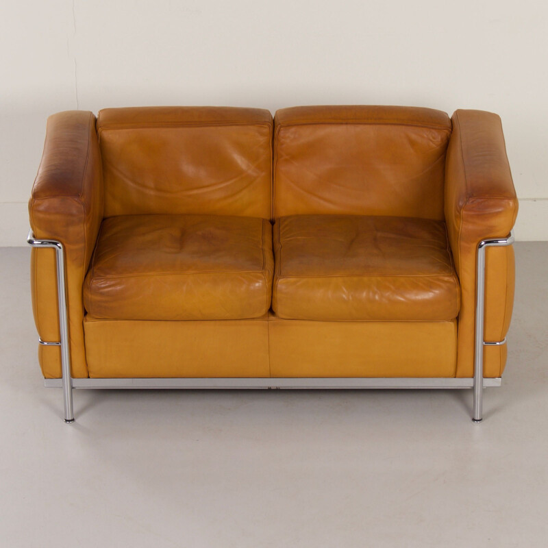 Vintage Lc2 two-seater sofa by Le Corbusier for Cassina, 1990s