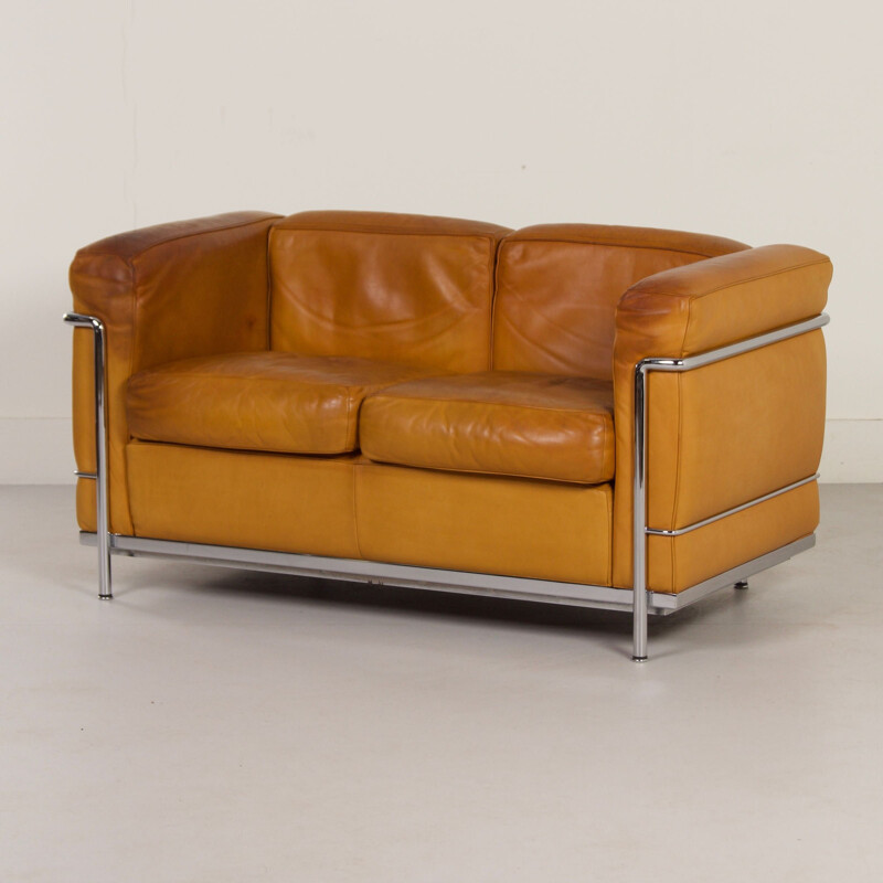 Vintage Lc2 two-seater sofa by Le Corbusier for Cassina, 1990s