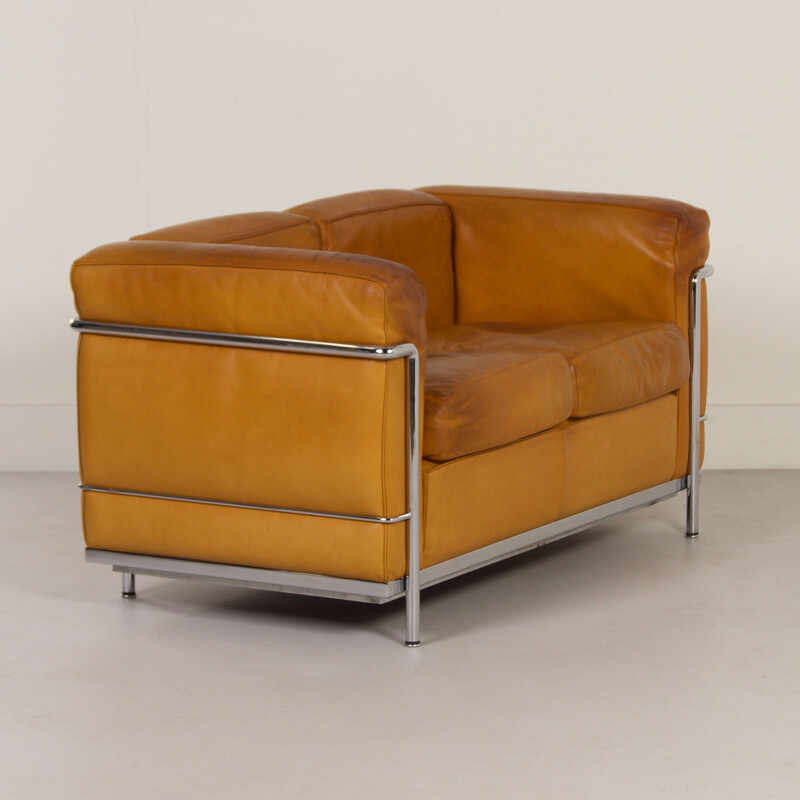 Vintage Lc2 two-seater sofa by Le Corbusier for Cassina, 1990s