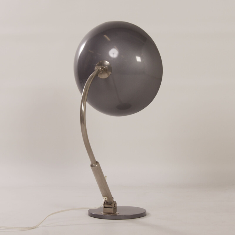 Lampada da tavolo vintage modello 144 in metallo e alluminio di H. Busquet per Hala, 1950