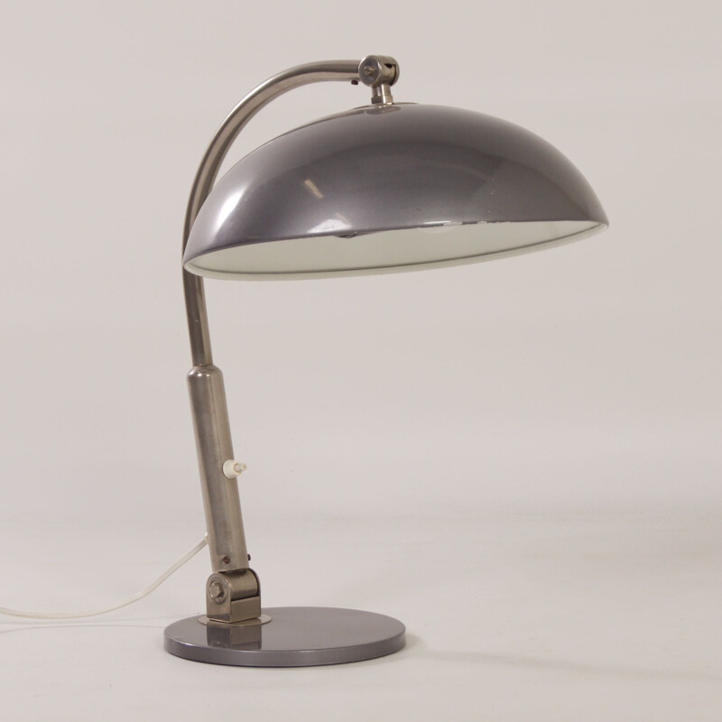 Lampe de bureau vintage modèle 144 en métal et aluminium par H. Busquet pour Hala, 1950