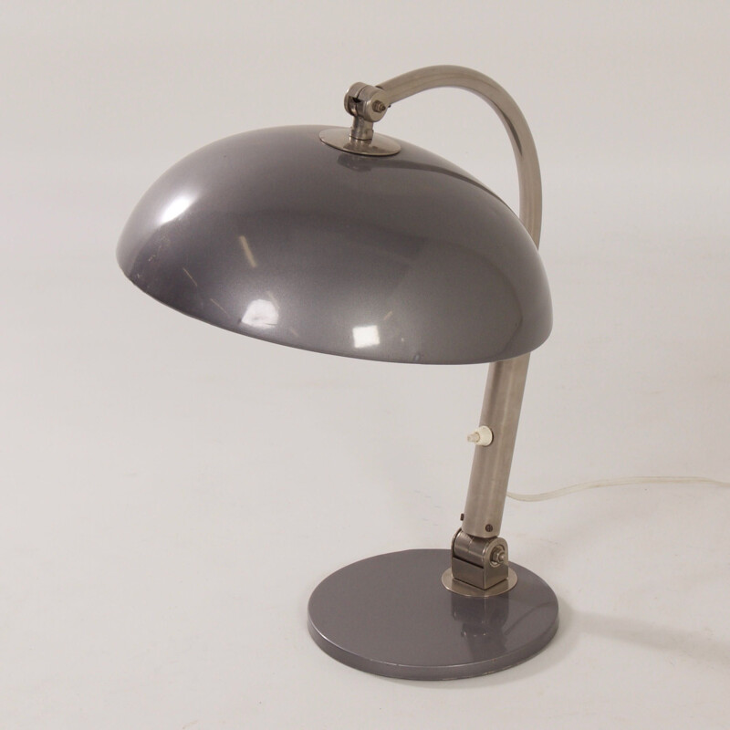 Vintage desk lamp model 144 in metal and aluminum by H. Busquet for Hala, 1950