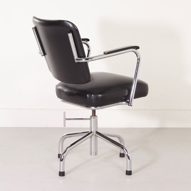 Vintage black office chair with leatherette upholstery by Fana, 1950