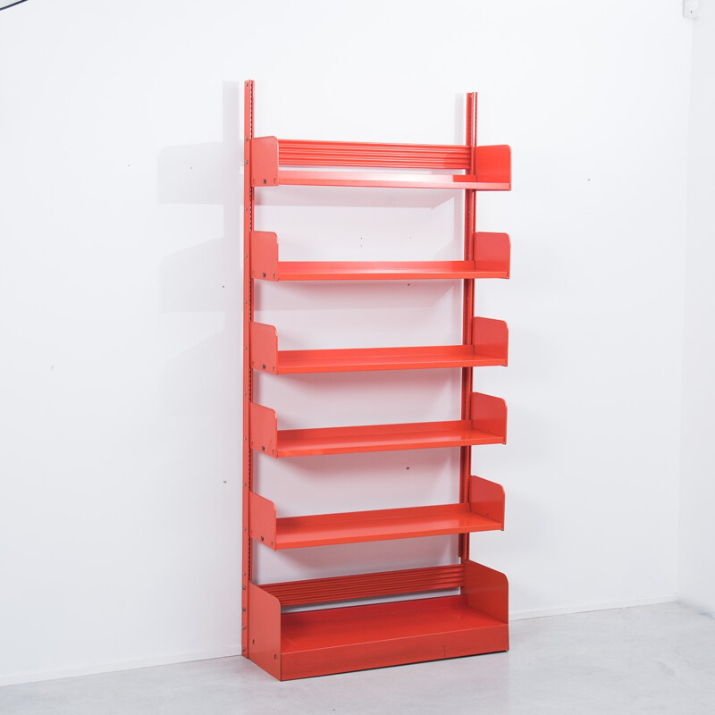Italian Lips Vago "Congresso" shelving system in red metal - 1960s