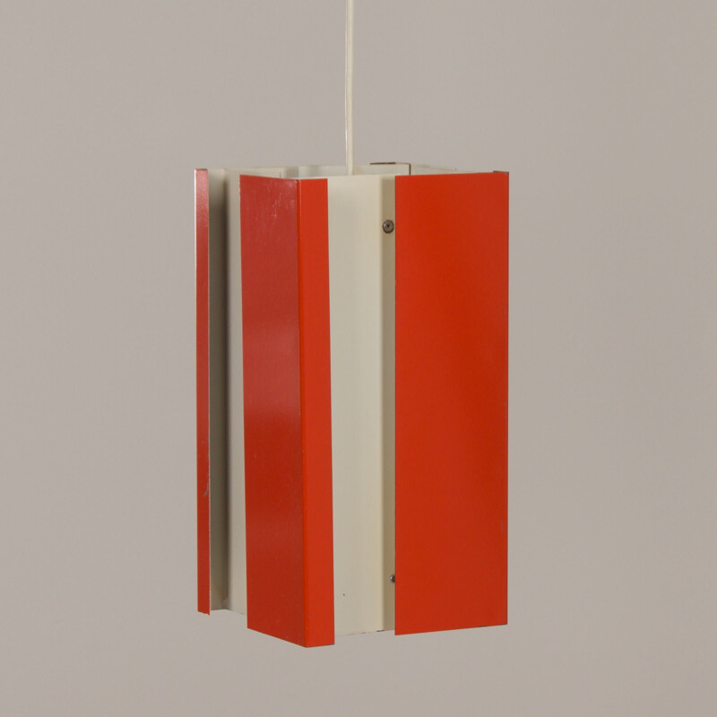 Vintage orange pendant lamp 4101 by J.J.M. Hoogervorst for Anvia, 1960s