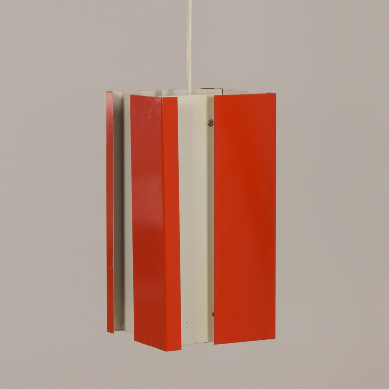 Vintage oranje hanglamp 4101 van J.J.M. Hoogervorst voor Anvia, 1960