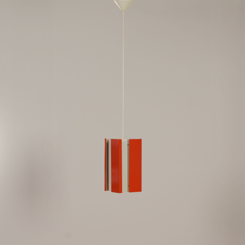 Vintage orange pendant lamp 4101 by J.J.M. Hoogervorst for Anvia, 1960s