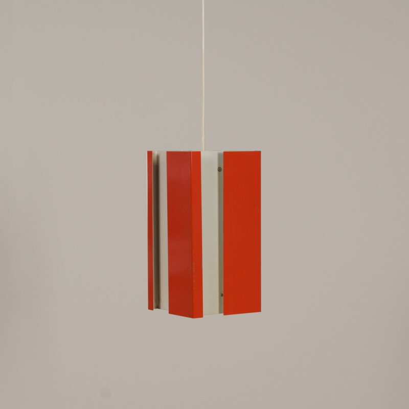 Vintage orange pendant lamp 4101 by J.J.M. Hoogervorst for Anvia, 1960s