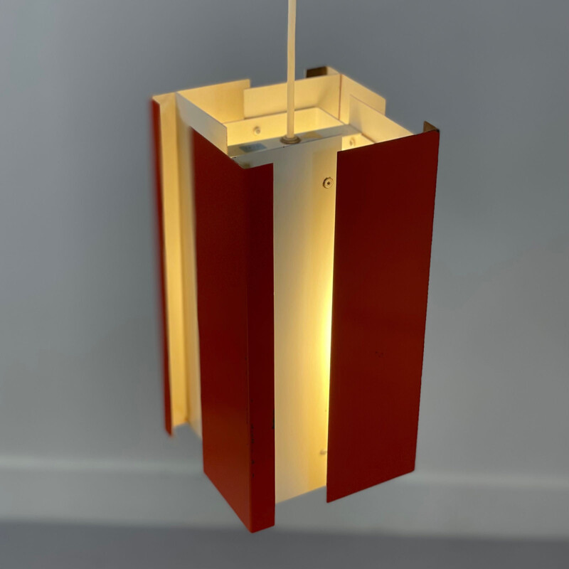 Vintage oranje hanglamp 4101 van J.J.M. Hoogervorst voor Anvia, 1960