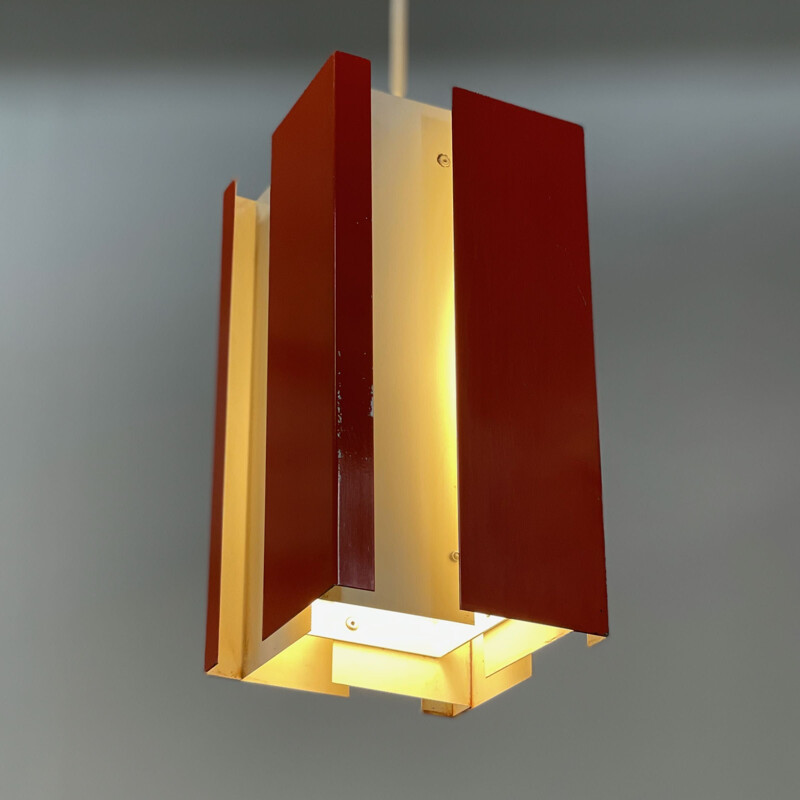 Vintage oranje hanglamp 4101 van J.J.M. Hoogervorst voor Anvia, 1960