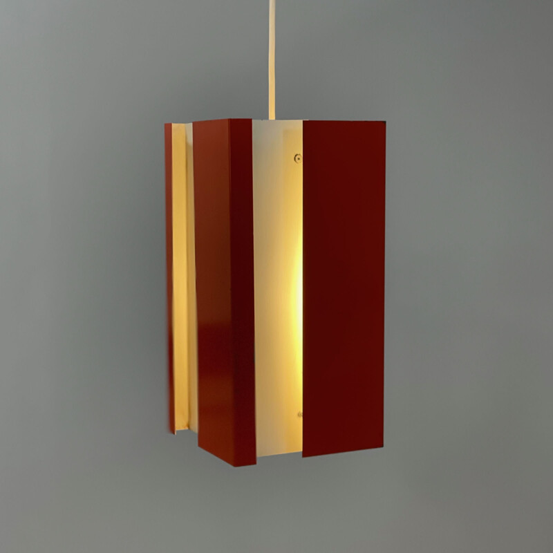 Vintage oranje hanglamp 4101 van J.J.M. Hoogervorst voor Anvia, 1960