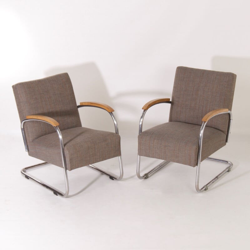 Paire de fauteuils Bauhaus vintage par W.H. Gispen pour Gispen, 1950