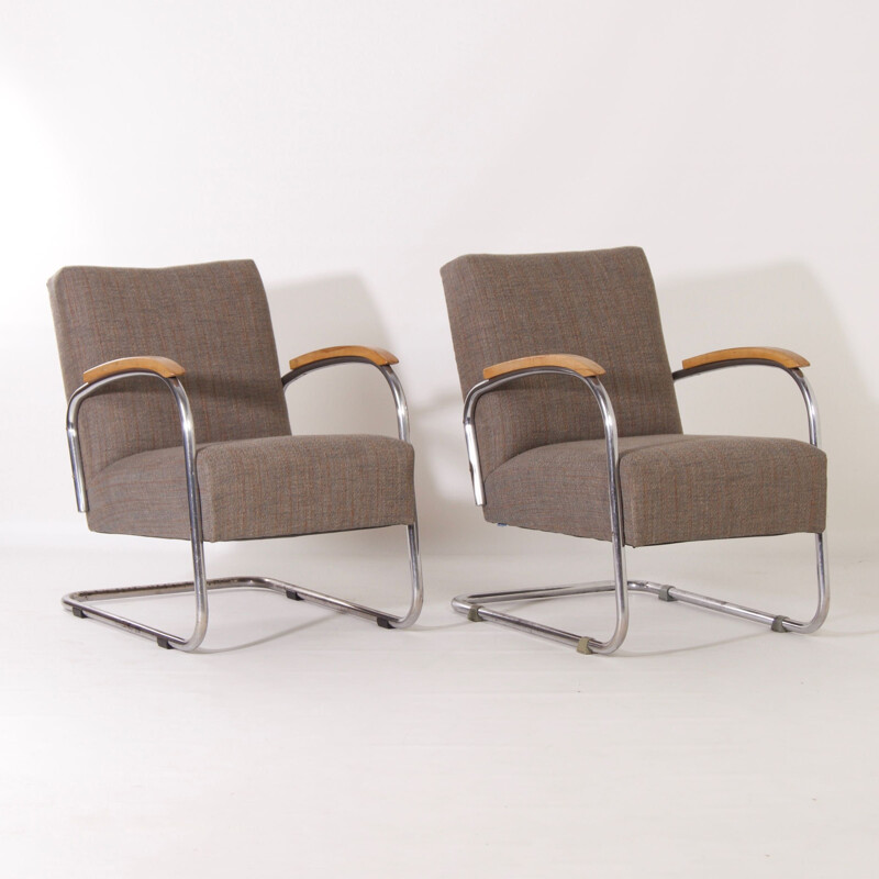 Paar Vintage Bauhaus-Sessel von W.H. Gispen für Gispen, 1950