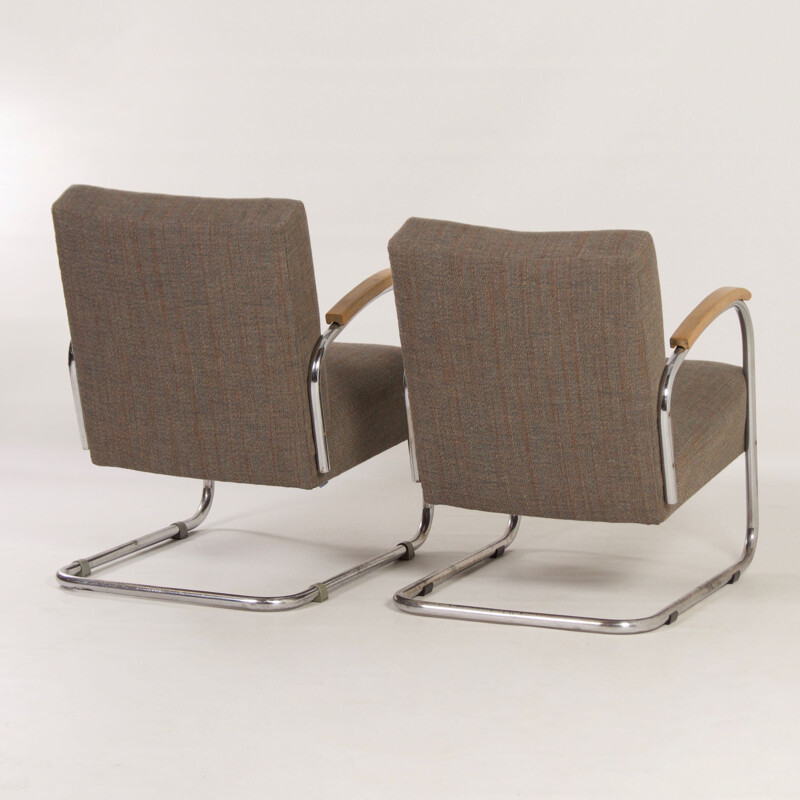 Pareja de sillones vintage Bauhaus de W.H. Gispen para Gispen, 1950