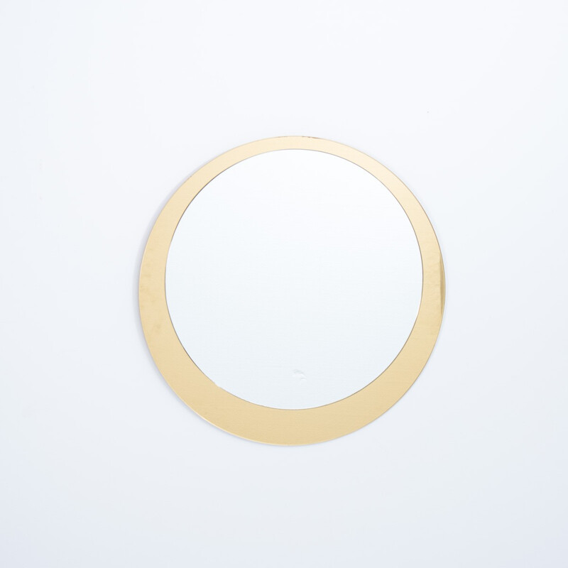 Miroir ronde italien en verre doré - 1960