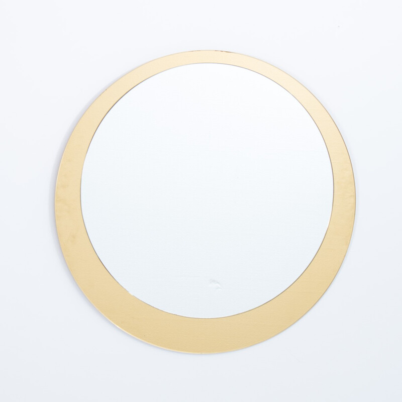 Round Italian mirror in golden glass - 1960s