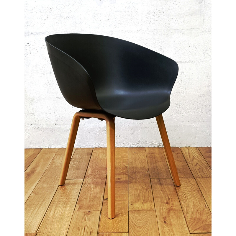 Vintage-Stuhl aus schwarzem Kunststoff