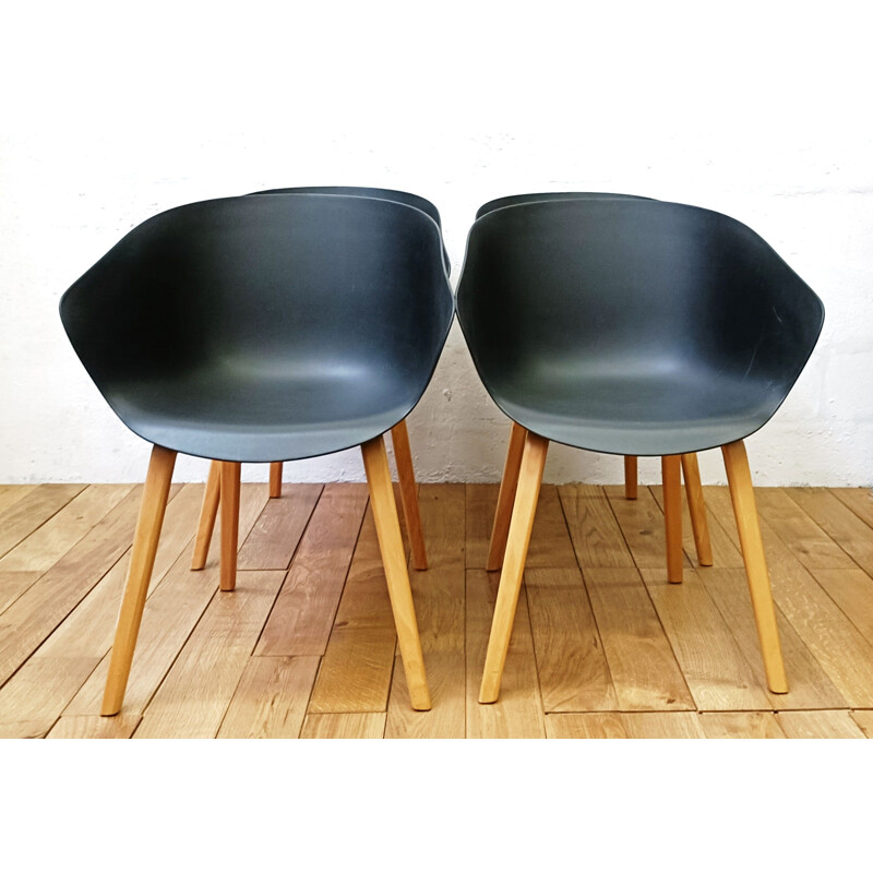Vintage-Stuhl aus schwarzem Kunststoff
