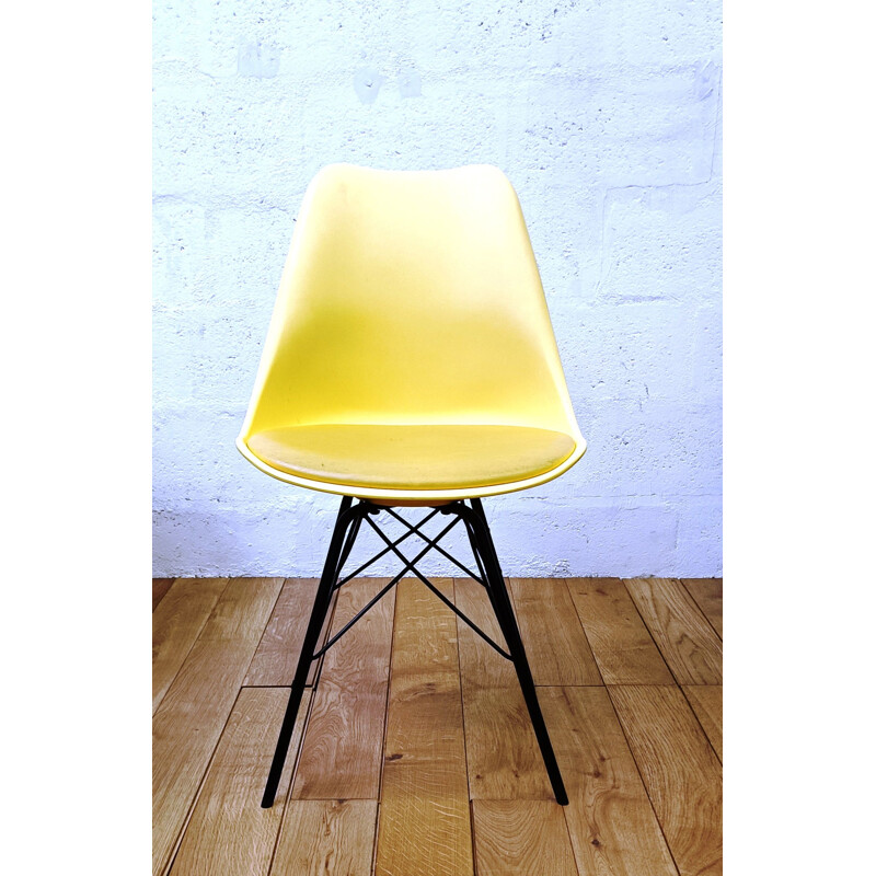 Vintage gele plastic stoel