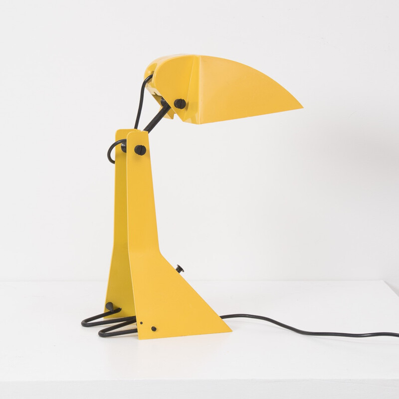 Lampe de table "Robot" Bieffeplast & Fontana Art en métal jaune, Umberto RIVA - 1960