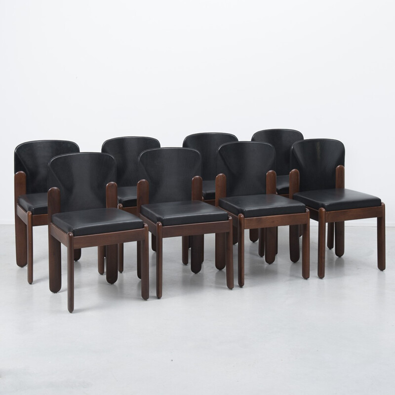 Italian Bernini "330" chair in beech and black leather, Silvio COPPOLA - 1960s