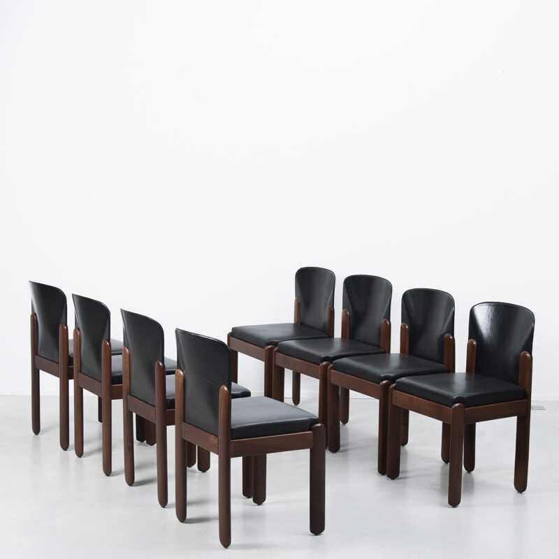 Italian Bernini "330" chair in beech and black leather, Silvio COPPOLA - 1960s