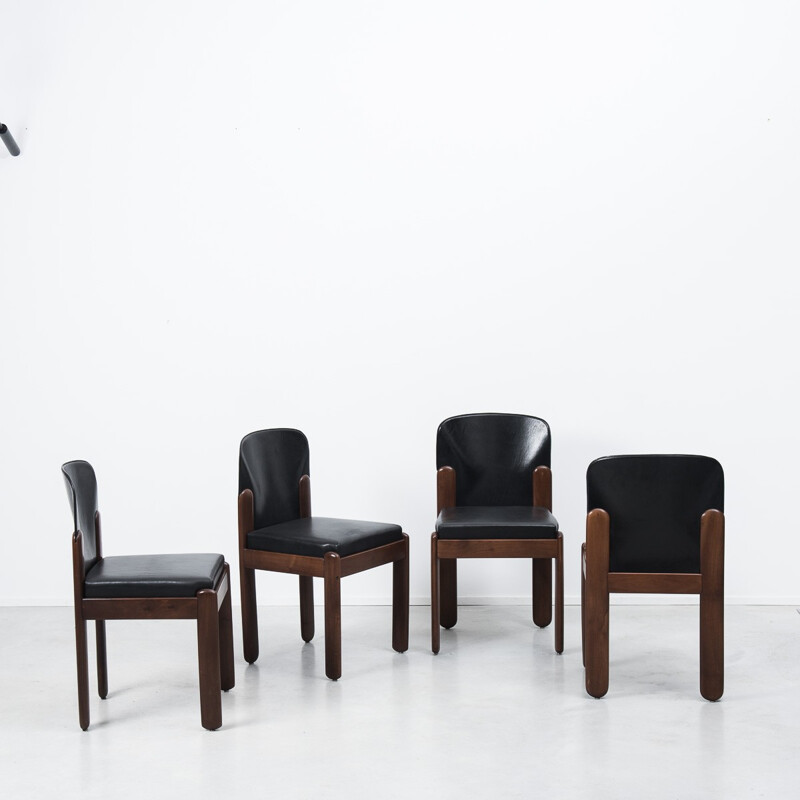 Italian Bernini "330" chair in beech and black leather, Silvio COPPOLA - 1960s