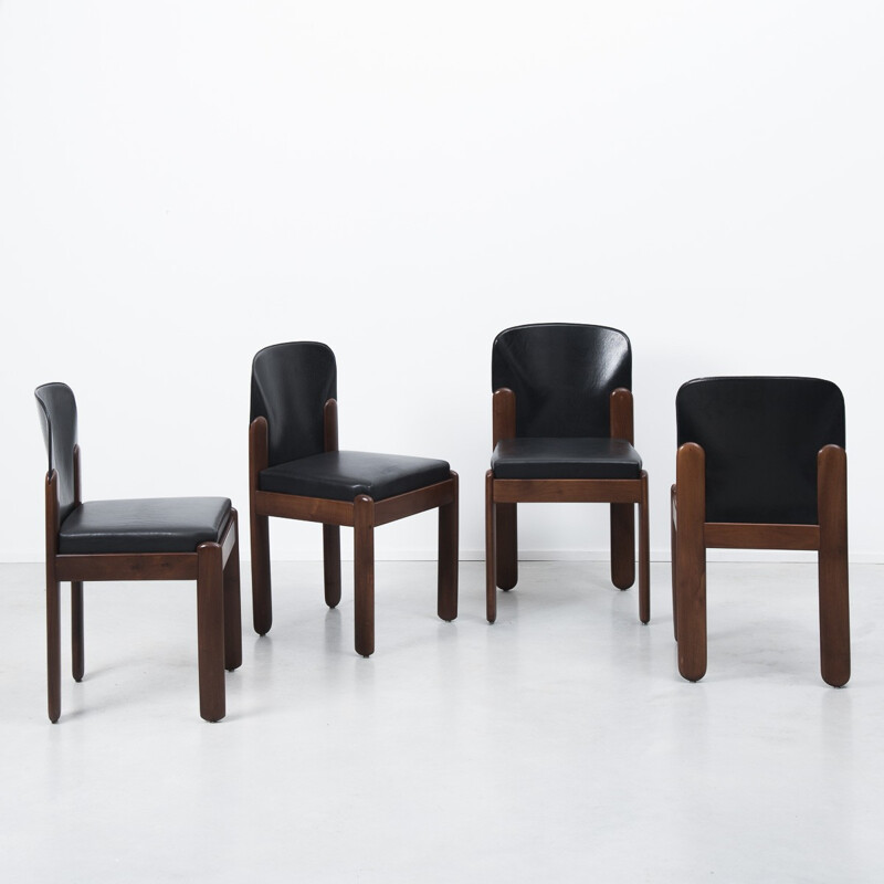 Italian Bernini "330" chair in beech and black leather, Silvio COPPOLA - 1960s