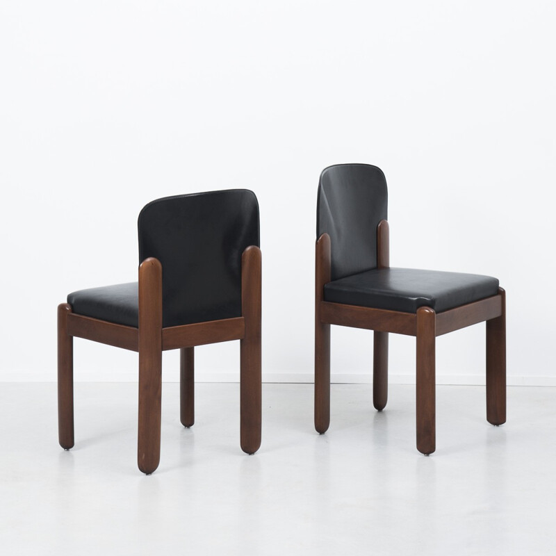 Italian Bernini "330" chair in beech and black leather, Silvio COPPOLA - 1960s