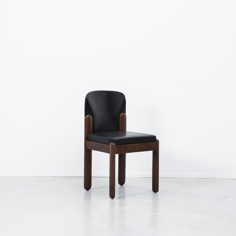 Italian Bernini "330" chair in beech and black leather, Silvio COPPOLA - 1960s