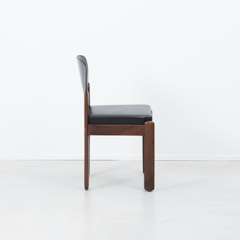 Italian Bernini "330" chair in beech and black leather, Silvio COPPOLA - 1960s