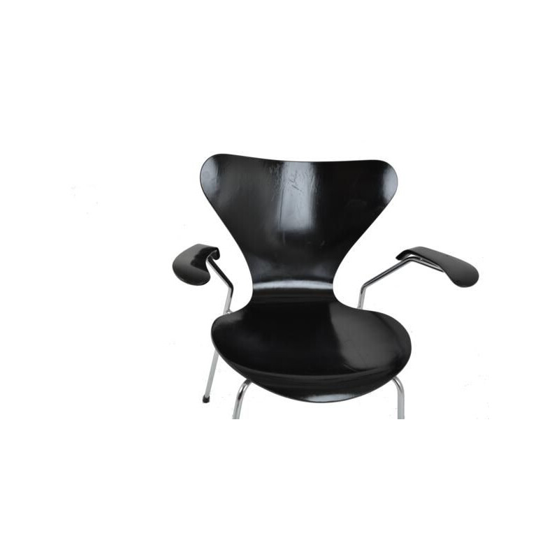 Sedia vintage con braccioli di Arne Jacobsen per Fritz Hansen