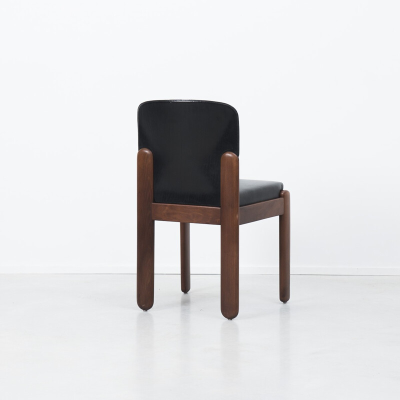 Italian Bernini "330" chair in beech and black leather, Silvio COPPOLA - 1960s