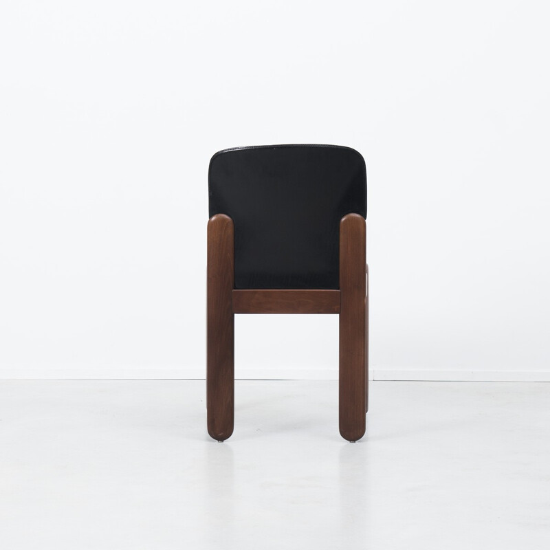 Italian Bernini "330" chair in beech and black leather, Silvio COPPOLA - 1960s