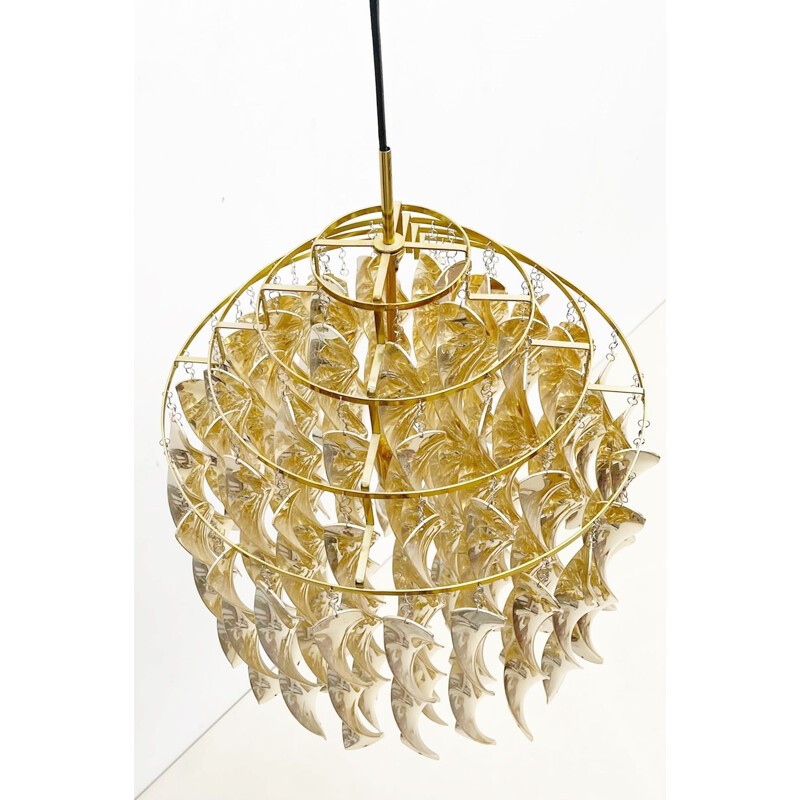 Mid-century Spirale brass pendant lamp by Verner Panton, Italy 1960s
