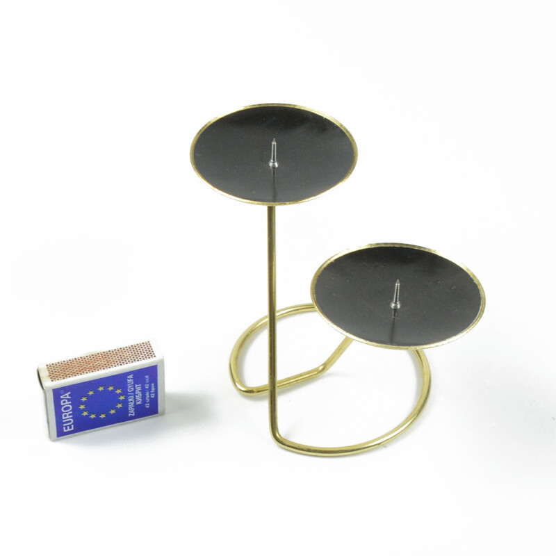 Vintage black plastic candlestick, Belgium 1970