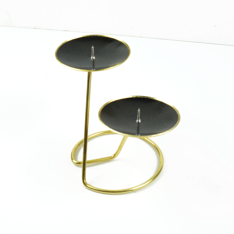 Vintage black plastic candlestick, Belgium 1970