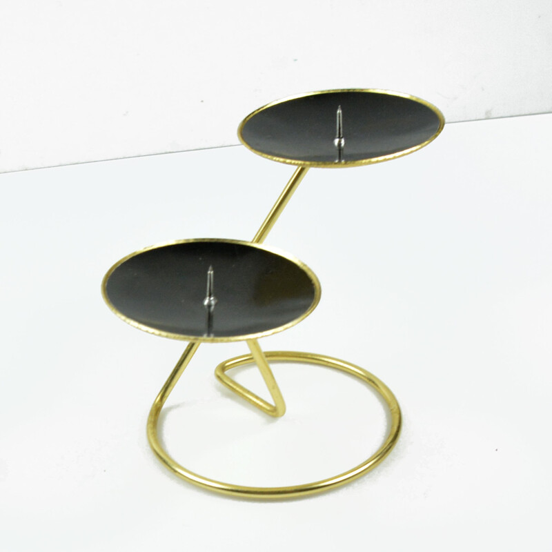 Vintage black plastic candlestick, Belgium 1970