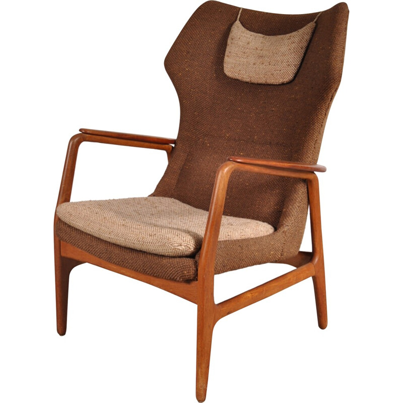 Fauteuil Bovenkamp en chêne et tissu brun, Aksel BENDER MADSEN - 1950