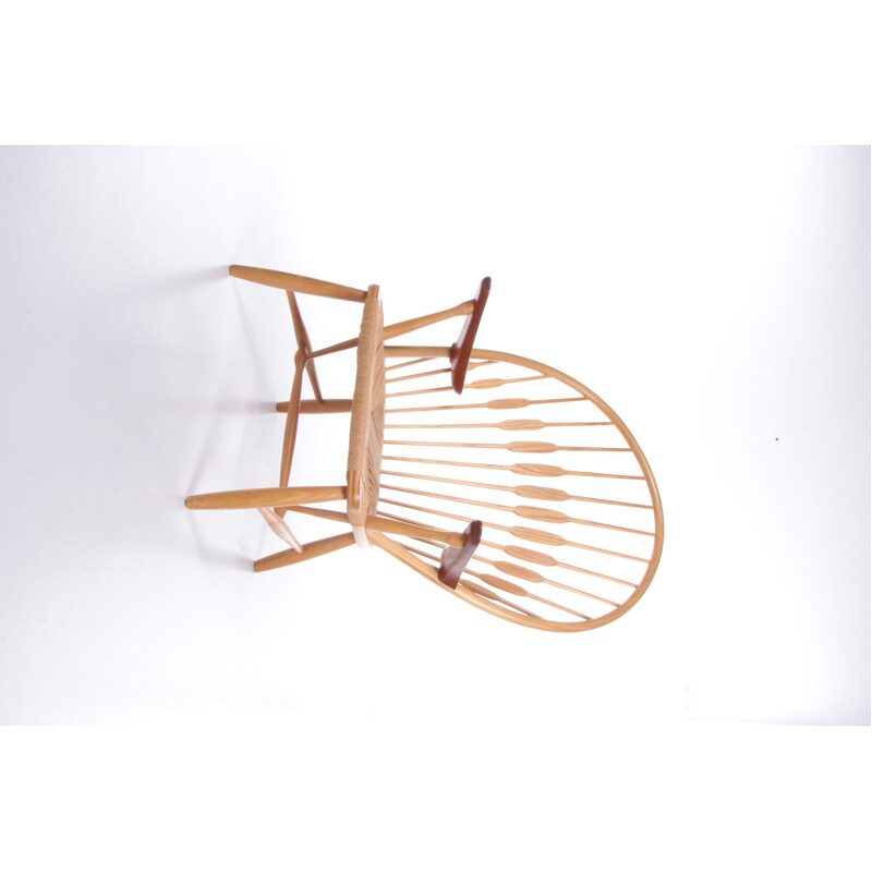 Fauteuil paon vintage Jh-550 par Hans J. Wegner pour Johannes Hansen, Danemark 1960