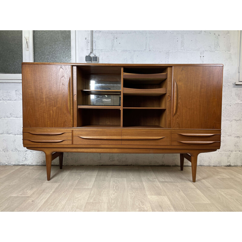 Vintage Scandinavian "highboard" sideboard in teak model Um 14 by Johannes Andersen for Uldum Møbelfabrik, 1960