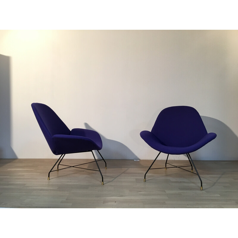 Fauteuil en tissu bleu, Augusto BOZZI - 1960