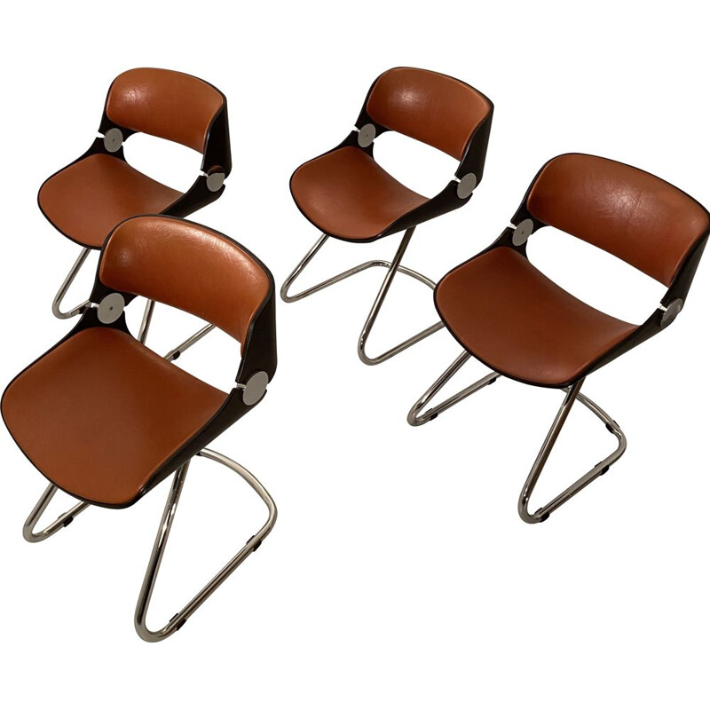 Suite of 4 vintage chairs by Etienne Fermigier, 1960