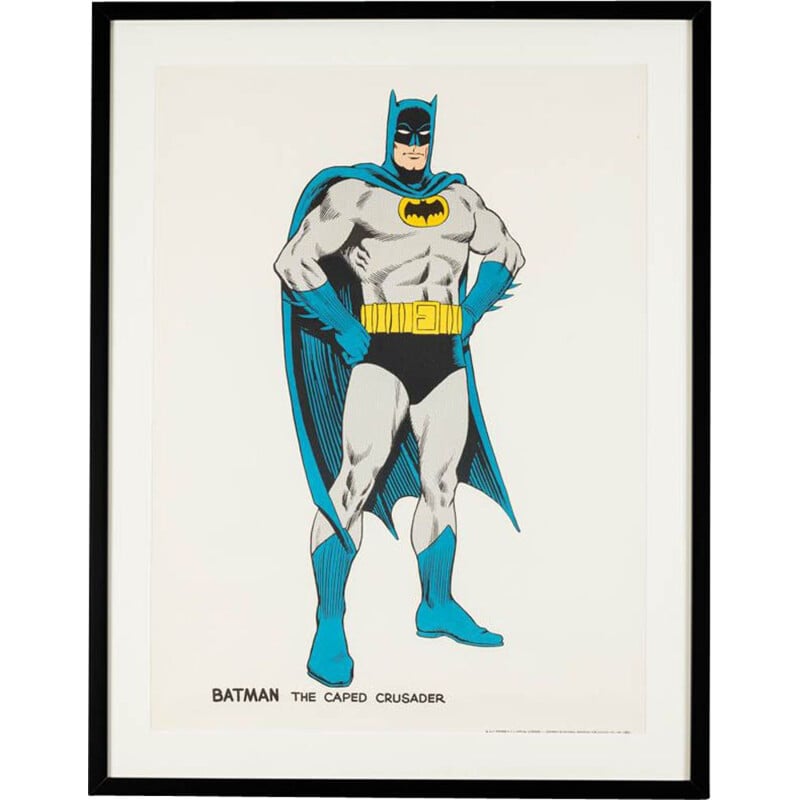 Poster d'epoca del fumetto Batman - The Caped Crusader, cornice in legno,  1966