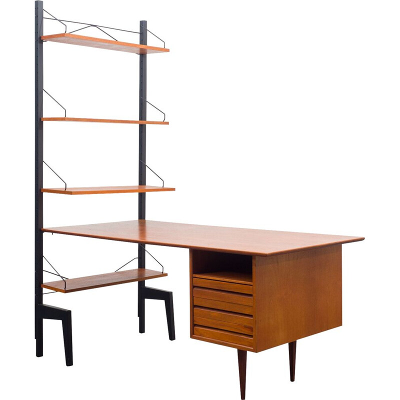 Système d'étagères et de bureaux danois vintage en teck par Poul Cadovius pour Royal Persienne, 1960