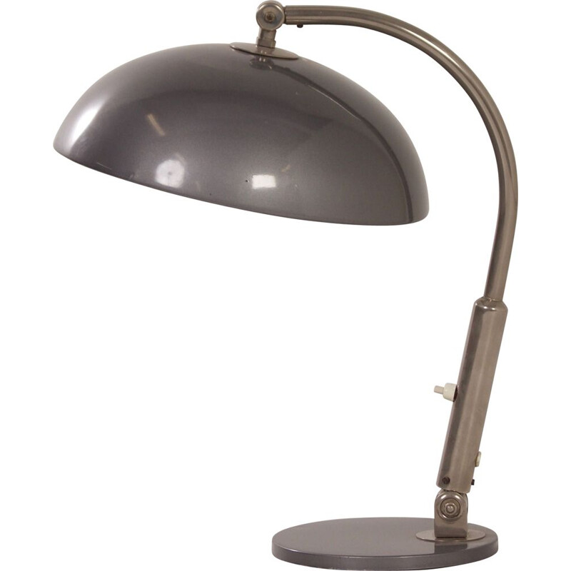 Lampada da tavolo vintage modello 144 in metallo e alluminio di H. Busquet per Hala, 1950